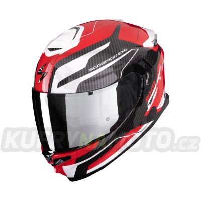 Moto přilba SCORPION EXO-R1 EVO CARBON AIR PROPEL černo/bílo/červená