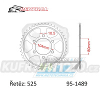 Rozeta řetězová (převodník) 1489-42zubů Renthal 184C-525-42T - Kawasaki KLZ1000 Versys + Z900+Z900RS + Z1000+Z1000SX+ZR1000+Z1000H2 + ZX6R Ninja+ZX7R Ninja+ZX9R Ninja+ZX10R Ninja + ZX1000 Ninja + ZZR600+ZX600