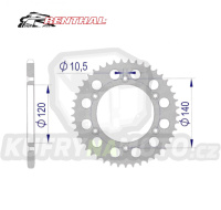 Rozeta řetězová (převodník) 0498-40zubů Renthal 206A-525-40T - Kawasaki ZR7+ZR7S + ZX6R Ninja + ZR750 Zephyr + W650 + Suzuki GSXR750 + GSXR600