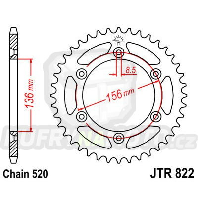 Řetězová rozeta HUSQVARNA CR 125 1993-2013 45 zubů, řetěz 520 - akce