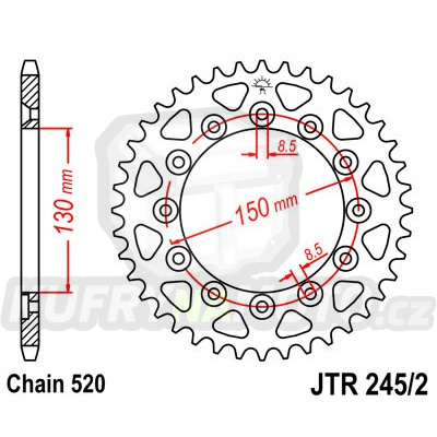 Řetězová rozeta HONDA XR 600 R 1985-1987 43 zubů, řetěz 520 - akce