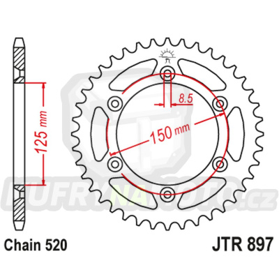 Řetězová rozeta HUSABERG FE 570 2009-2012 42 zubů, řetěz 520 -akce