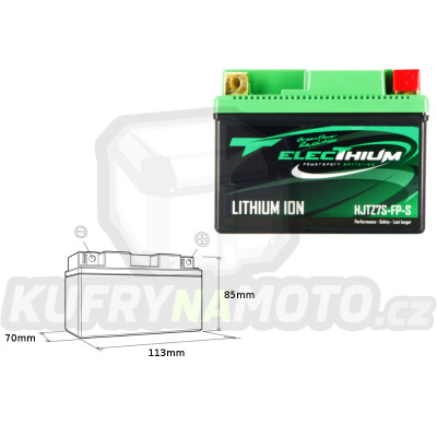 ELECTHIUM baterie lithiová s indikátorem nabítí HJTZ7S-FP-S (113X70X85) (YTZ7S, YTX7L-BS) (váha 0,6KG)