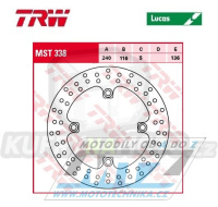 Kotouč brzdový TRW MST338 (240/116/4D) - kulatý design - Honda CB600F Hornet + CB650F+CB500F+CB500X + CBF500+CBF600N+CBF600S+CBF1000+CBF1000F + CBR500R+CBR600F