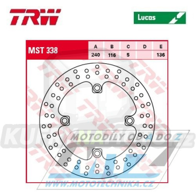 Kotouč brzdový TRW MST338 (240/116/4D) - kulatý design - Honda CB600F Hornet + CB650F+CB500F+CB500X + CBF500+CBF600N+CBF600S+CBF1000+CBF1000F + CBR500R+CBR600F