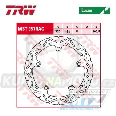 Kotouč brzdový TRW MST357RAC (320/181/5D) - zubatý design - BMW F800GT+R850+S1000 + R1100S+R1150+K1200+R1200 + K1300+K1600