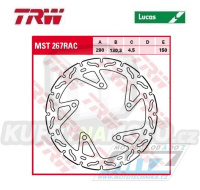 Kotouč brzdový TRW MST267RAC (290/141/6D) - Kawasaki Z125 / 19-21 + Ninja 125 / 19-21 + Z300 / 15-16 + Ninja 300 / 13-16 + Versys 300X / 17-20