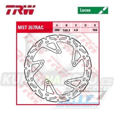 Kotouč brzdový TRW MST267RAC (290/141/6D) - Kawasaki Z125 / 19-21 + Ninja 125 / 19-21 + Z300 / 15-16 + Ninja 300 / 13-16 + Versys 300X / 17-20