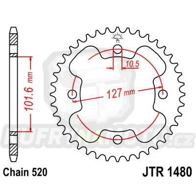 Řetězová rozeta JT JTR 1480-38 38 zubů, 520