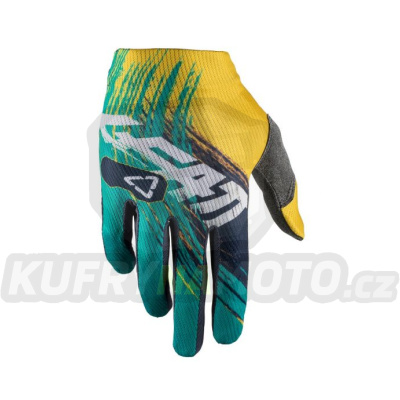 LEATT rukavice CROSS GPX 1.5 GRIPR GLOVES GOLD/TEAL barva zletá/tyrkysová velikost L