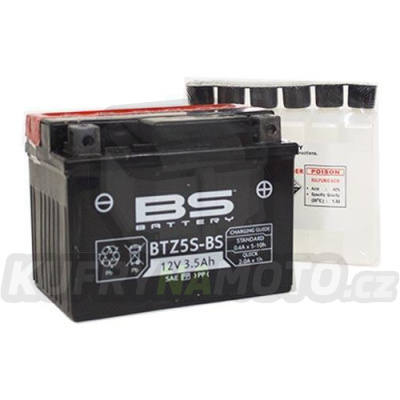 BS baterie moto BTZ5S-BS (YTZ5S-BS) 12V 4AH 113X70X85 bezúdržbový - elektrolyt přibalen (65A) (6)