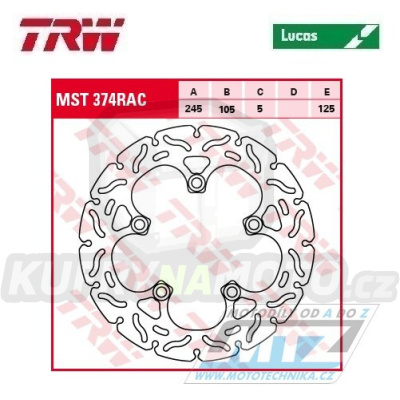 Kotouč brzdový TRW MST374RAC (245/105/5D) - zubatý desing -Yamaha FZ6N+FZ6S Fazer+MT03 660+FZ1 Fazer