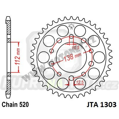 Rozeta A1303-44-A1303-44- výprodej Hliníková řetězová rozeta JTA 1303-44 44 zubů, 520