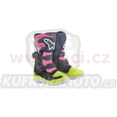 boty TECH 3S KIDS, ALPINESTARS, dětské (černá/modrá/růžová/žlutá fluo)