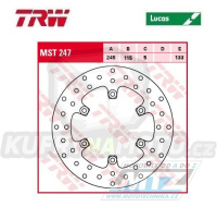 Kotouč brzdový TRW MST247 (245/115/6D) - Yamaha YP250+SRX400+SRX600 + FZR500+FZR600+XJR400+XJ600 + RD500+FZS600+YZF-R1+YZF-R6 + XT+XTZ+TDM + Ducati Monster+Strada+Multistrada + Supersport+SSport+ST+GT + Laverda Ghost+Sport+Formula+Sticke + MBK+Voxan