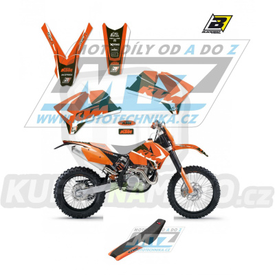 Polepy s potahem sedla (sada polepů a potah sedla Dream) - KTM EXC / 05-07 + SX+SXF/ 05-06 - typ polepů Dream4