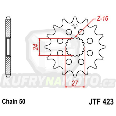 Řetězové kolečko JT JTF 423-17RB 17 zubů, 530 pogumované