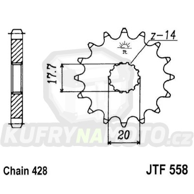 Řetězové kolečko JT JTF 558-17 17 zubů, 428