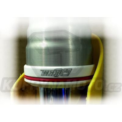 Sada přídavných prachovek předních vidlic RACECAP F3 pro vidlice White Power 48mm - KTM + Husaberg + Husqvarna - bílo-červené