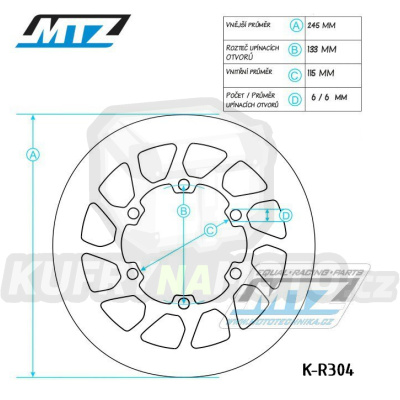 Kotouč brzdový MTZ - zubatý desing &quot;Wave&quot; - Yamaha YZ125 / 19-21 + YZ250 / 19-21 + YZF250X / 19-21 + YZ450 / 18-19 + YZF450X / 20
