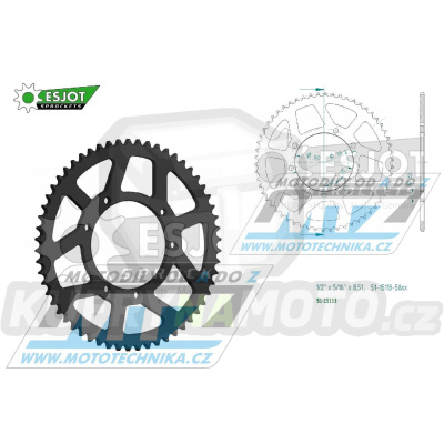 Rozeta řetězová (převodník) Dural 15113-58zubů ESJOT  51-15113-58BP - Fantic 125 Enduro Casa+CBS+Performance+Competizione + Motard Casa+CBS+Performance+Competizione