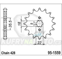 Kolečko řetězové (pastorek) 1559-14zubů MTZ - Yamaha TW125 + YS125 + TW200 + TW225