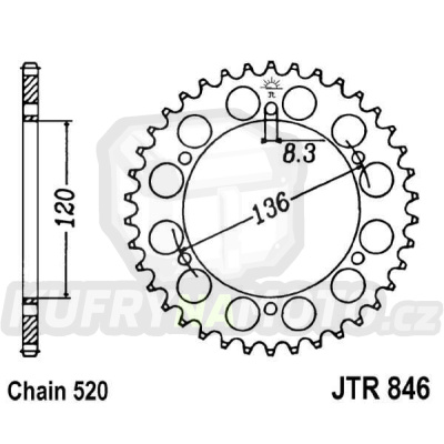 Řetězová rozeta JT JTR 846-39 39 zubů, 520
