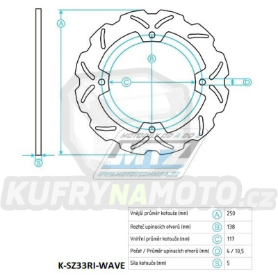 Kotouč brzdový (250/117/4D) - Suzuki AN650 Burgman / 02-04