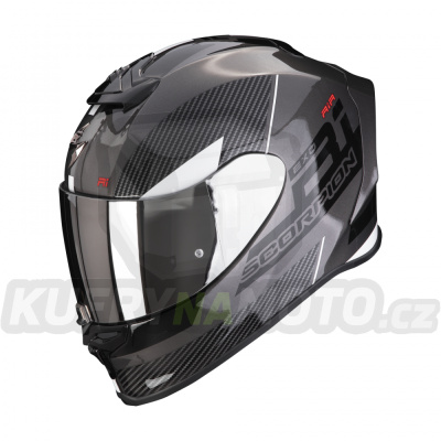 Moto přilba SCORPION EXO-R1 EVO AIR FINAL tmavá stříbrno/černo/bílá