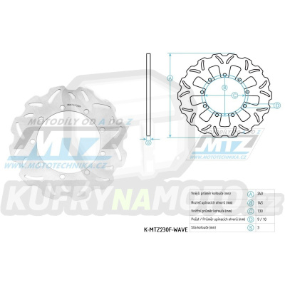 Kotouč brzdový (240/130/9D) - zubatý design Wave - Kawasaki KMX200 / 89-92 + KLR250 / 84-00