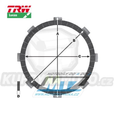 Lamely spojkové třecí (s obložením) Lucas MCC500-8 - KTM 125EGS+125EXC+125SX