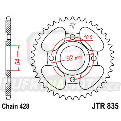 Řetězová rozeta JT JTR 835-49 49 zubů, 428