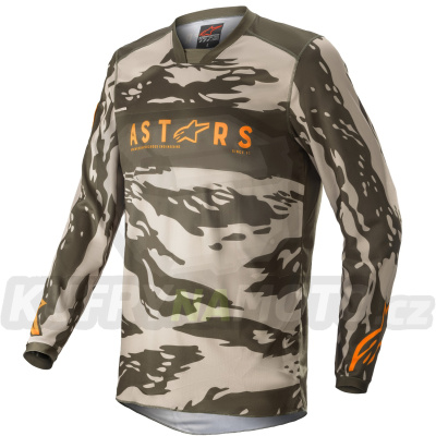 dres RACER TACTICAL, ALPINESTARS (zelená/pískový maskáč/mandarinka)