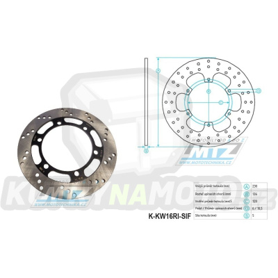 Kotouč brzdový (230/120/6D) - Kawasaki KLE500 / 91-07+KLR650 / 87-07