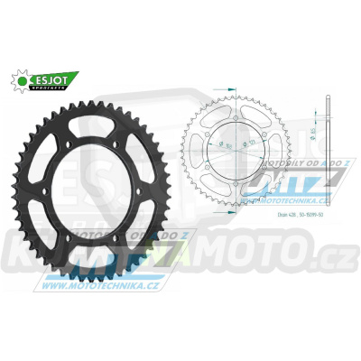 Rozeta ocelová (převodník) 15099-50zubů ESJOT 50-15099-50 - Derbi DRD SM125 / 14-16