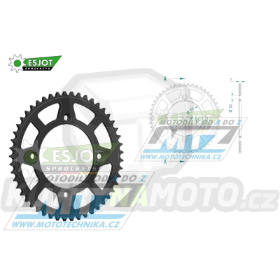 Rozeta řetězová (převodník) Dural 0798-51zubů ESJOT 51-15026-51BP - barva černá elox - Suzuki RM80 / 83-01 + RM85 / 02-20 + Yamaha YZ80 / 93-01 + YZ85 / 02-20 + Beta RR125 / 06-12