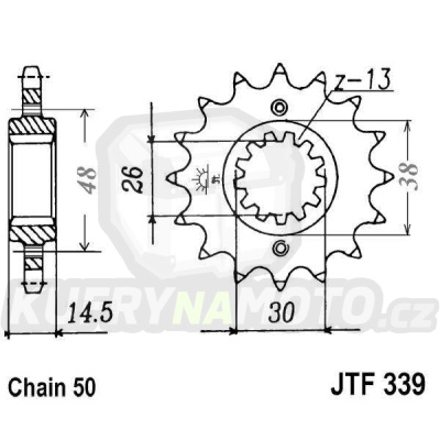 Řetězové kolečko JT JTF 339-18RB 18 zubů, 530 pogumované