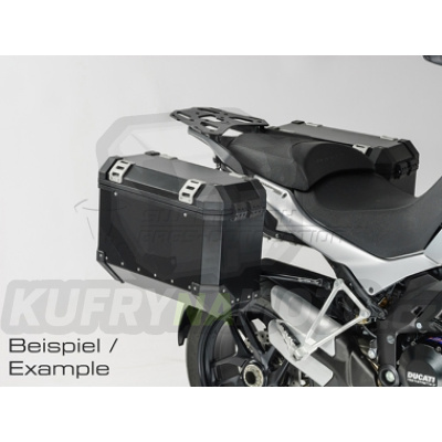 Sada TraX Adventure 37 a 37 stříbrné boční kufry a nosič držák boční kufry SW Motech Ducati Multistrada 1200 S 2010 - 2012 A2 KFT.22.140.50000/S-BC.16407