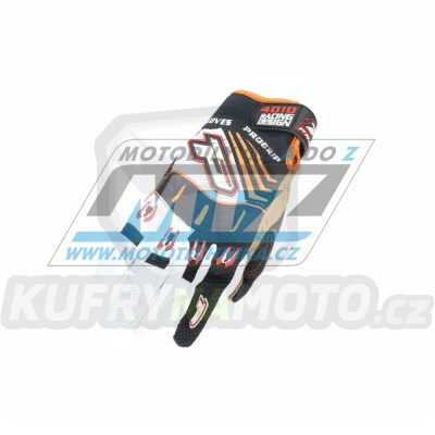 Rukavice motokros PROGRIP 4010/11 - bílo-černo-oranžové - velikost S