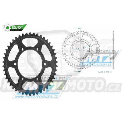 Rozeta ocelová (převodník) 1876-46zubů ESJOT 50-29037-46 - Suzuki GSXR600+GSXR750+GSXR1000 + GSXS1000 + Yamaha FZ07+FZ09+FZ10 + MT07+MT09+MT10 + YZFR6+YZF-R6 + XSR700+XSR900 + 900 Tracer+MTT850 + XTZ690 Tenere+XTZ700 Tenere