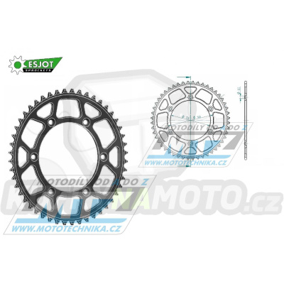 Rozeta řetězová (převodník) Dural 0808-49zubů ESJOT 51-32041-49BP - barva černá elox - Suzuki RM125 / 80-11+RM250 / 82-12+RMX250 / 89-00+RMZ250 / 07-20+RMZ450 / 05-20+RMX450Z / 10-19+DRZ250 / 01-07+DR350 / 96-99+DRZ400S / 00-20+DRZ400E / 00-07 + Kawa