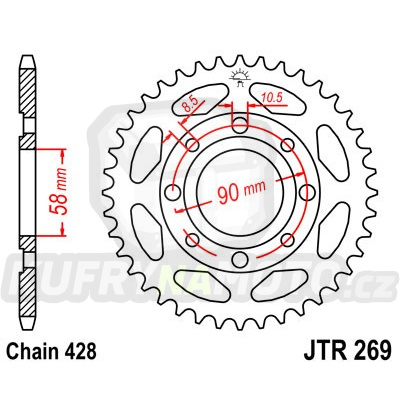 Řetězová rozeta JT JTR 269-51 51 zubů, 428