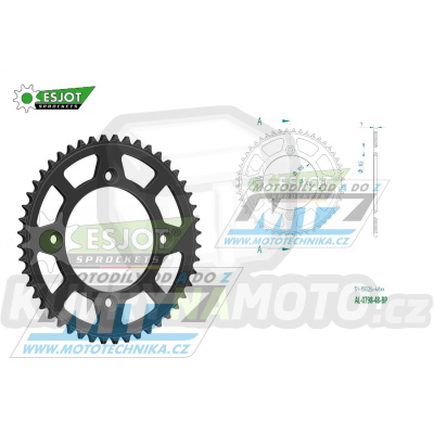 Rozeta řetězová (převodník) Dural 0798-48zubů ESJOT 51-15026-48BP - barva černá elox - Suzuki RM80 / 83-01 + RM85 / 02-20 + Yamaha YZ80 / 93-01 + YZ85 / 02-20 + Beta RR125 / 06-12