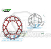 Rozeta řetězová (převodník) Dural 0808-48zubů ESJOT 51-32041-48SR - barva červená - Suzuki RM125 / 80-11+RM250 / 82-12+RMX250 / 89-00+RMZ250 / 07-20+RMZ450 / 05-20+RMX450Z / 10-19+DRZ250 / 01-07+DR350 / 96-99+DRZ400S / 00-20+DRZ400E / 00-07 + Kawa