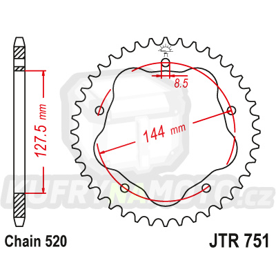 Řetězová rozeta JT JTR 751-38 38 zubů, 520