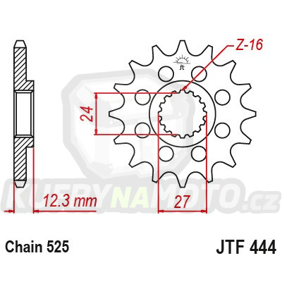 Řetězové kolečko JT JTF 444-16 16 zubů, 525