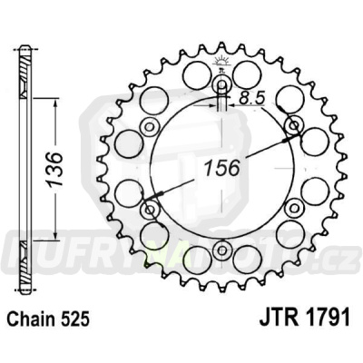 Řetězová rozeta JT JTR 1791-43 43 zubů, 525