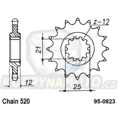 Kolečko řetězové (pastorek) 0823-16zubů MTZ odlehčené RACING - Husaberg FE350+FE400+FE501+FE600 + FE450+FE550+FE650 + FC350+FC450+FC501+FC550+FC600 + MX350+MX499+MX501+FS450+FS550+FS650 + Husqvarna CR125+WR125 + WR240+WR250+WR350+WR400+WR430+WR500 +