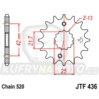 Řetězové kolečko JT JTF 436-13 13 zubů, 520