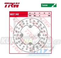 Kotouč brzdový TRW MST348 (190/84/4D) - Yamaha YZ65 / 18-25 + YZ80 / 93-01 + YZ85 / 02-25